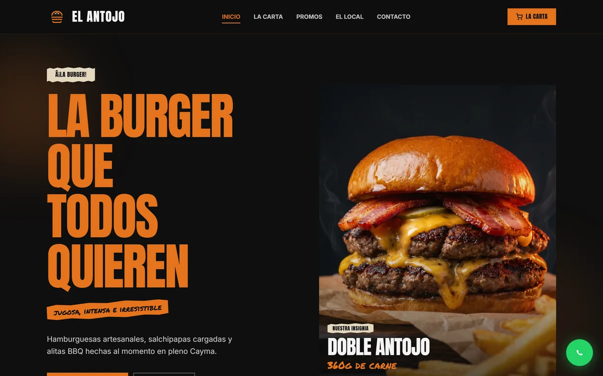 Captura del sitio de El Antojo