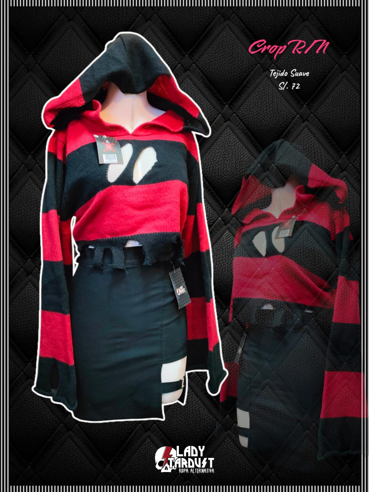 Crop Rojo y Negro — vista frontal