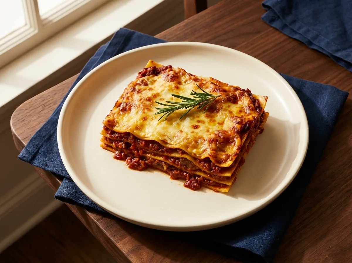 Lasagna de costilla braseada por 8 horas, pasta rellena premium
