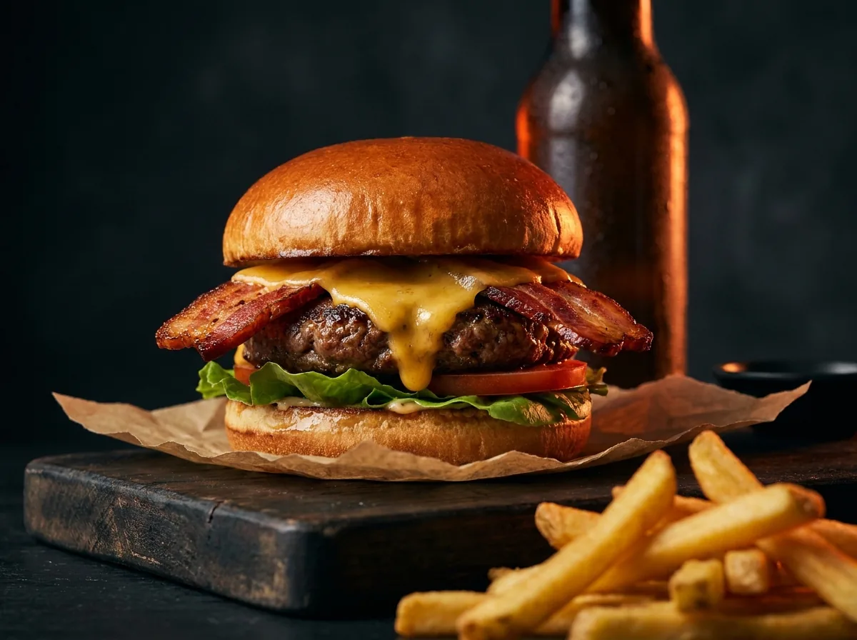 Hamburguesa simple con tocino